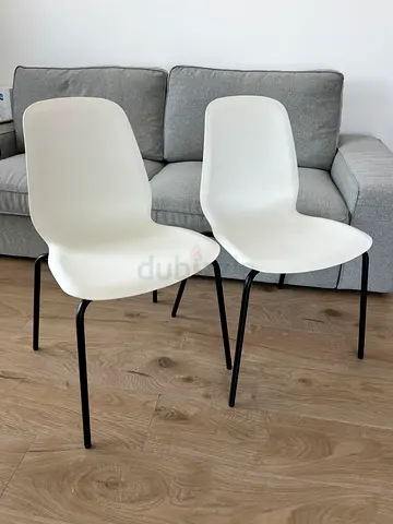 Set of Two White  Black Dining Chairs IKEA