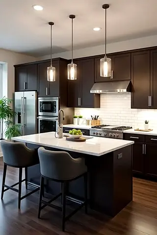 Modern dark-wood kitchen island