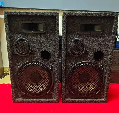 Pair of Used Floor Speakers with Grilles - Good Working Condition