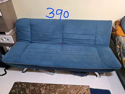 Blue fabric sofa bed - good used condition
