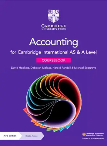 Accounting 9706 CAIE IAS/IAL textbook/coursebook 2026-2028 syllabus.