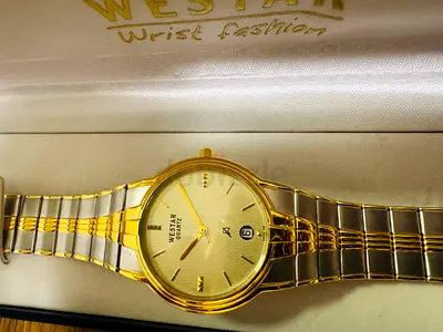 Brand w Westar Quartz Gold-Tone Mens Watch with Two-Tone Bracelet