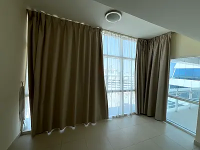 Beige blackout curtains with sheer liners - used, good condition