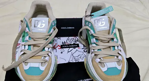 Preowned Dolce  Gabbana DG Logo Sneakers - Size US 8 -  Label Visible, Excellent Condition