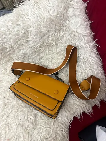 Yellow Charles  Keith Crossbody Bag with Wide Strap