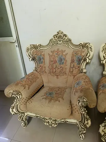 Classic Carved Sofa Chair with Floral Upholstery