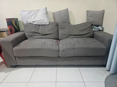 Gray 2-Seater Fabric Sofa — Good Used Condition