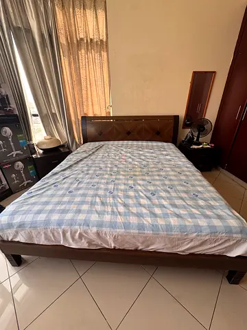 Wooden bed frame with 2 under-bed storage drawer  side cabinets- queen size (NO MATTRESS included)