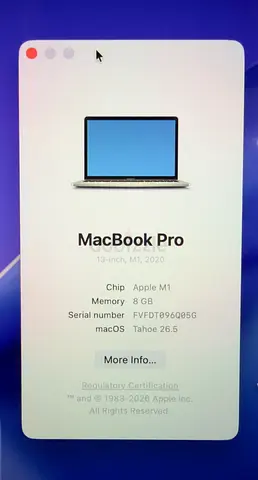 Apple MacBook Pro 13-inch M1 (2020) - 8GB, macOS Tahoe