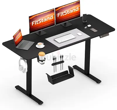 Adjustable Electric Standing Desk with Cable Management and Accessories 60x140