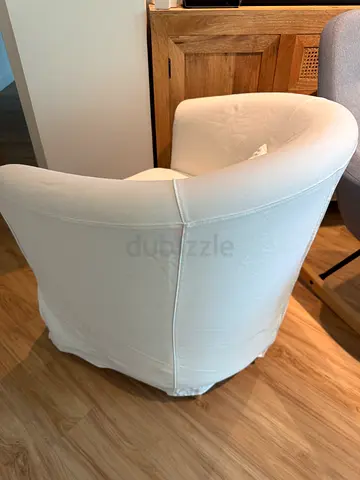 Compact white upholstered armchair in good condition IKEA washable cover white