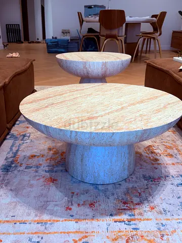 Travertine Finish Concrete Coffee Table Set from homekode