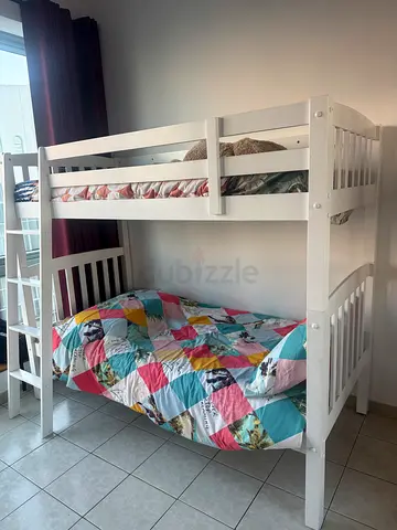 White Wooden Bunk Bed for Kids