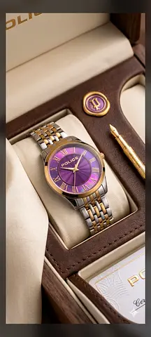 Police Womens Two Tone Watch with Purple Dial