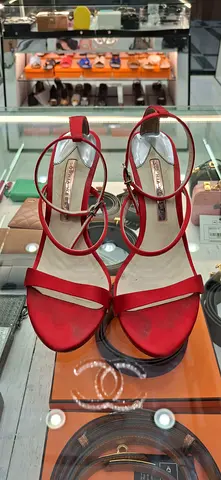Sophia Webster Red Satin Ankle Strap Sandals