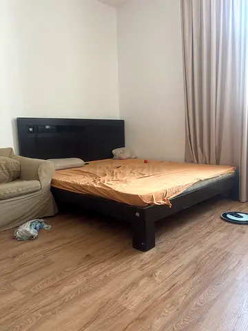 Queen bed frame with mattress and matching wardrobe - good condition
