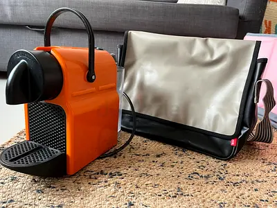 Nespresso Pixie-style espresso machine — compact orange, working condition