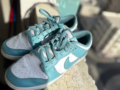 Sky Blue  White Nike Dunk Low sneakers, slightly used