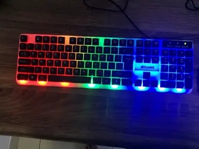 LED Rainbow Backlit Wired USB Keyboard - Full Size with Number Pad