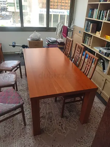 Wooden Dining Table with Six Chairs