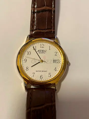 Mens Aidec Quartz Wristwatch with Brown Leather Strap