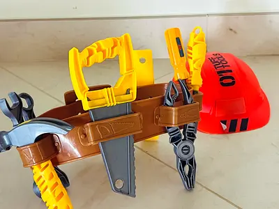 Kids Tool Belt Set with Helmet and Toy Tools - Perfect condition