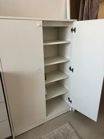 White Shoe Cabinet / Storage Unit with Flip Doors