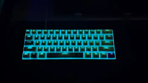 Plain White Mechanical Keyboard, purple FN key