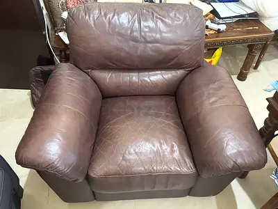 Comfortable Brown Natural Leather Armchair - Home Center