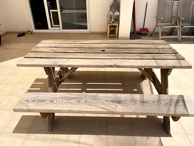 Wooden Outdoor Picnic Table with Benches - Solid- Good Condition