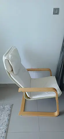 IKEA Poäng-style lounge armchair with white cushion