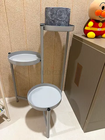 Set of 3 Small Round Side/Plant Tables - Grey