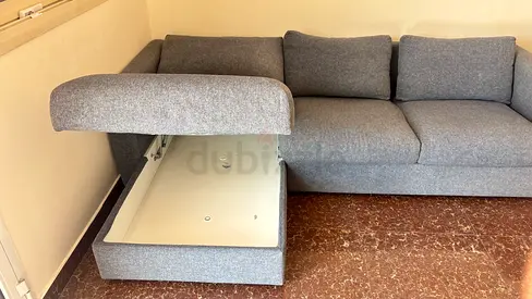 Grey 3-seater Sofa with Storage Chaise - Good Condition