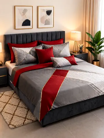 Grey Velvet Bed Frame - Queen Size Family Bed BRAND NEW good quality