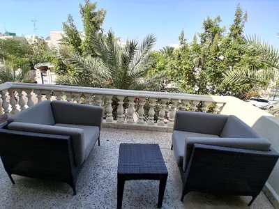 2-Seater Outdoor Rattan Armchairs with Side Table - Gray Cushions