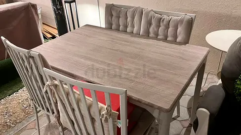 Wooden Dining Table with 4 Chairs and Bench - Light Oak finish