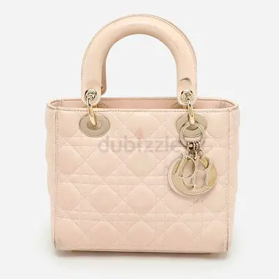Authentic Dior Beige Cannage Leather Small Lady Dior My ABCDior Tote