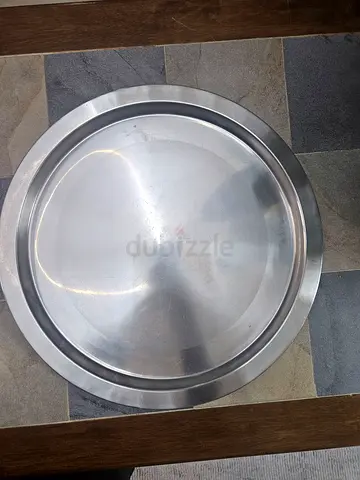 Large stainless steel serving tray (round)