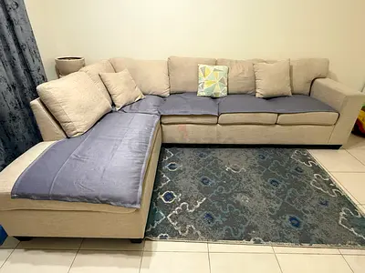 Comfortable Cream L-Shaped Sectional Sofa