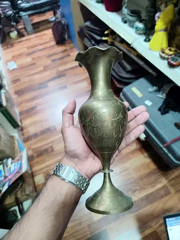 Vintage Hand-Engraved Brass Vase — Small Decorative Collectible