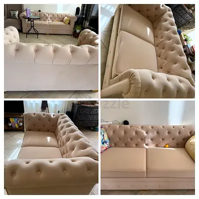 Beige Chesterfield 3-Seater Sofa - Good Condition