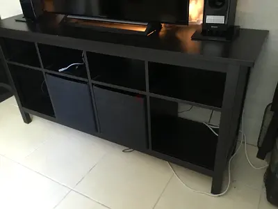 IKEA Kallax-style TV console / storage unit in black