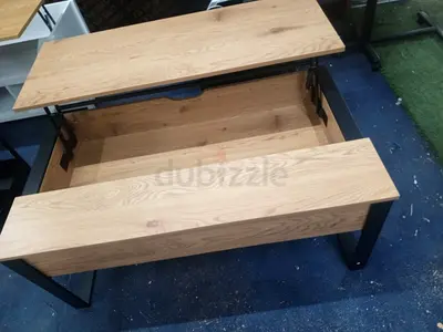 Modern Wooden Coffee Table with Lift Top  Metal Frame