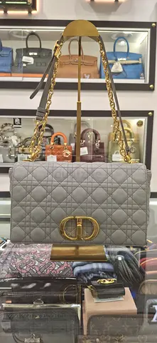 Christian Dior Caro Bag Grey Quilted Leather