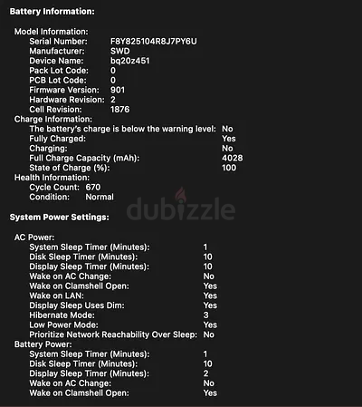 Chromebook Battery Health Report — Full Charge 4028mAh, Cycle Count 670