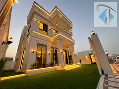 Neo-classic villa with a garden for sale directly from the owner. Dubai villa design, opposite a pa