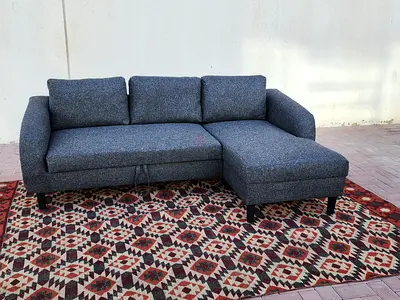 Grey L-Shaped Sectional Sofa with bed