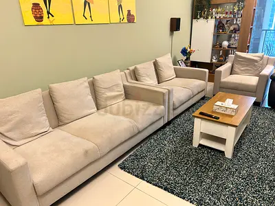 Gray 3 + 2 + 1 seater sofa set  — good condition