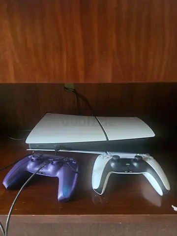 PlayStation 5 digital Console with Two DualSense Controllers (White + Purple) - Good Condition