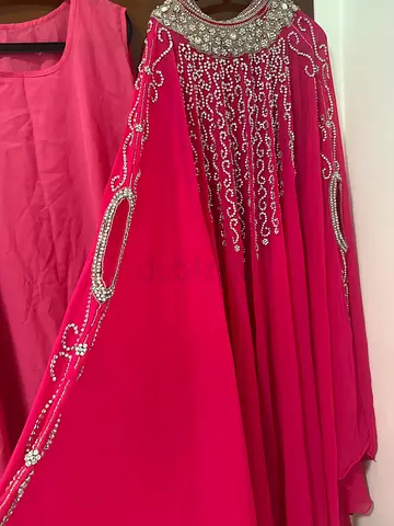 Fuchsia Pink Embellished Womens Kaftan